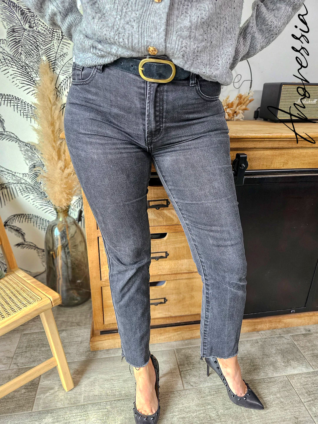 Jean noir — Jean Noir Coupe Droite Femme