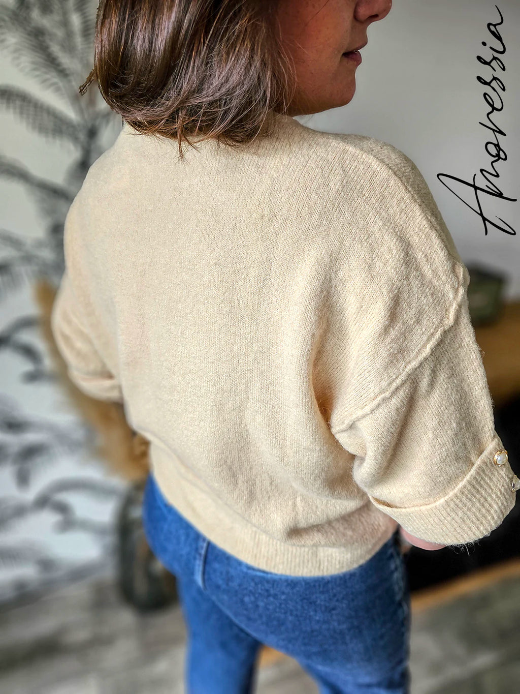 Pull Victoria beige — Pull Beige Femme vue dos