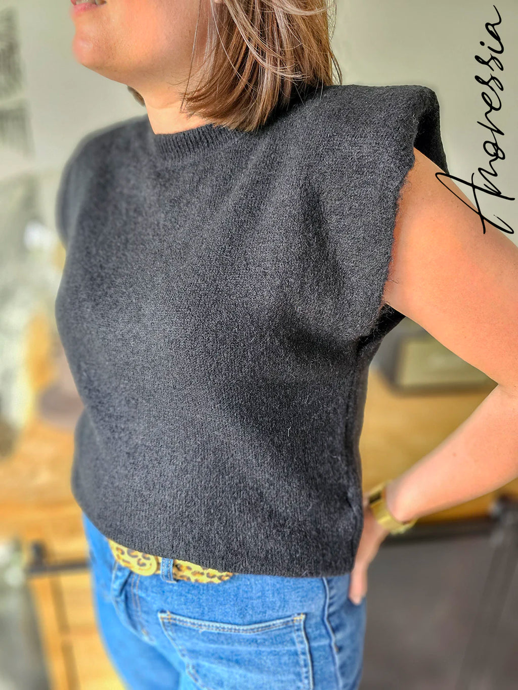 Pull Siline noir — Pull Noir Femme photo portée