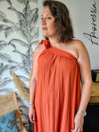 Robe Rina — Robe Longue Terracotta Viscose Femme vue détail
