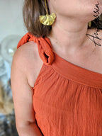 Robe Rina — Robe Longue Terracotta Viscose Femme photo lifestyle
