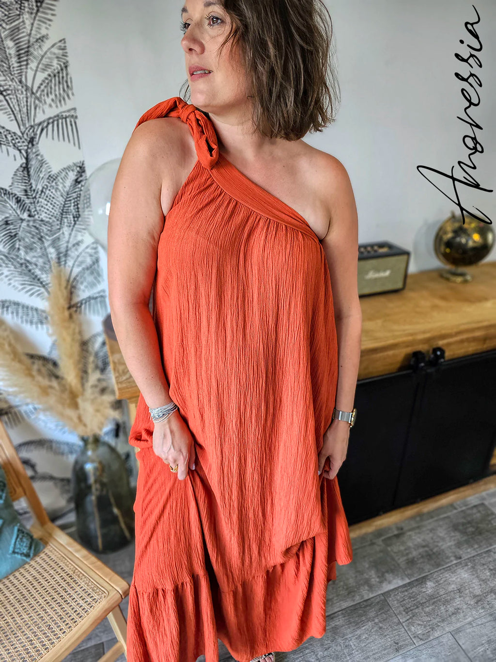 Robe Rina — Robe Longue Terracotta Viscose Femme