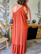 Robe Rina — Robe Longue Terracotta Viscose Femme zoom