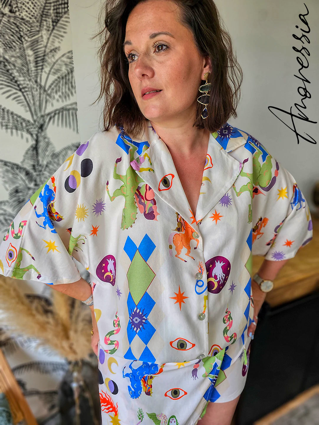 Chemise Santorin — Chemise Ample Oversize Manches Courtes Femme
