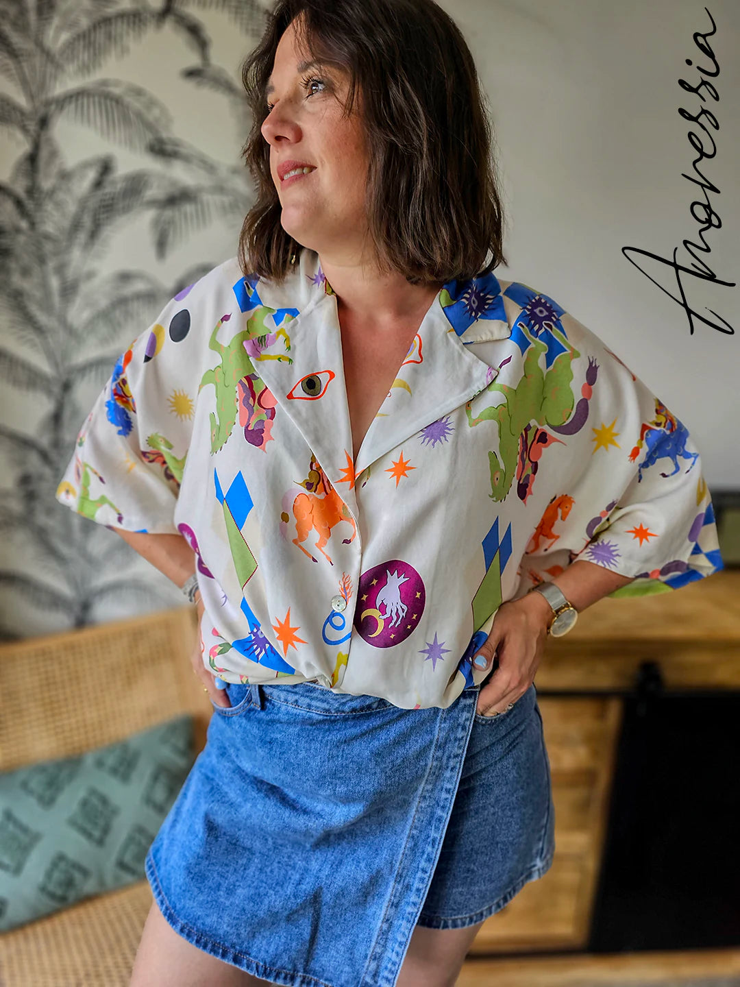 Chemise Santorin — Chemise Ample Oversize Femme photo portée