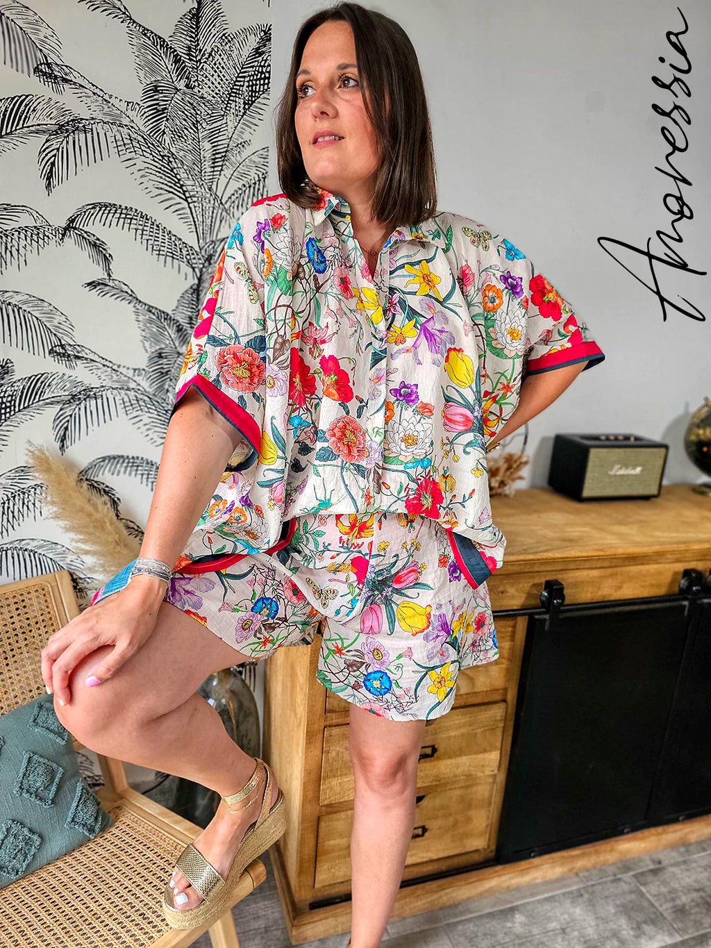 Short Tessa — Short Oversize Imprimé Floral Taille Élastique Femme