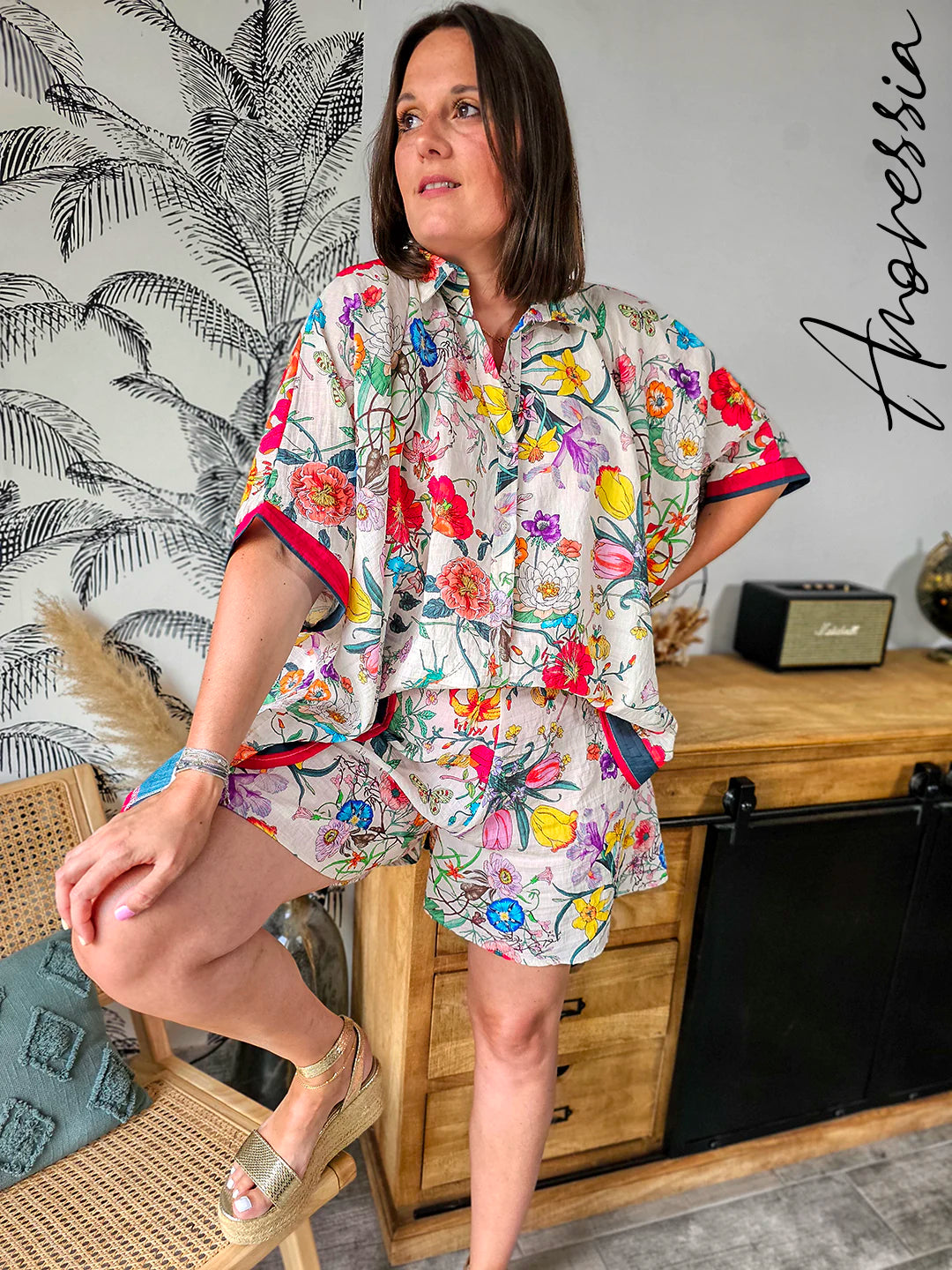 Short Tessa — Short Oversize Imprimé Floral Taille Élastique Femme