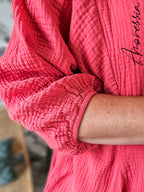 Robe Olbia — Robe Chemise Ample Terracotta Gaze de Coton Femme look complet