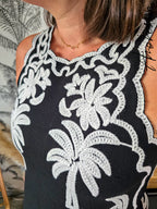 Robe Palma — Robe Noire Broderies Blanches Femme autre vue