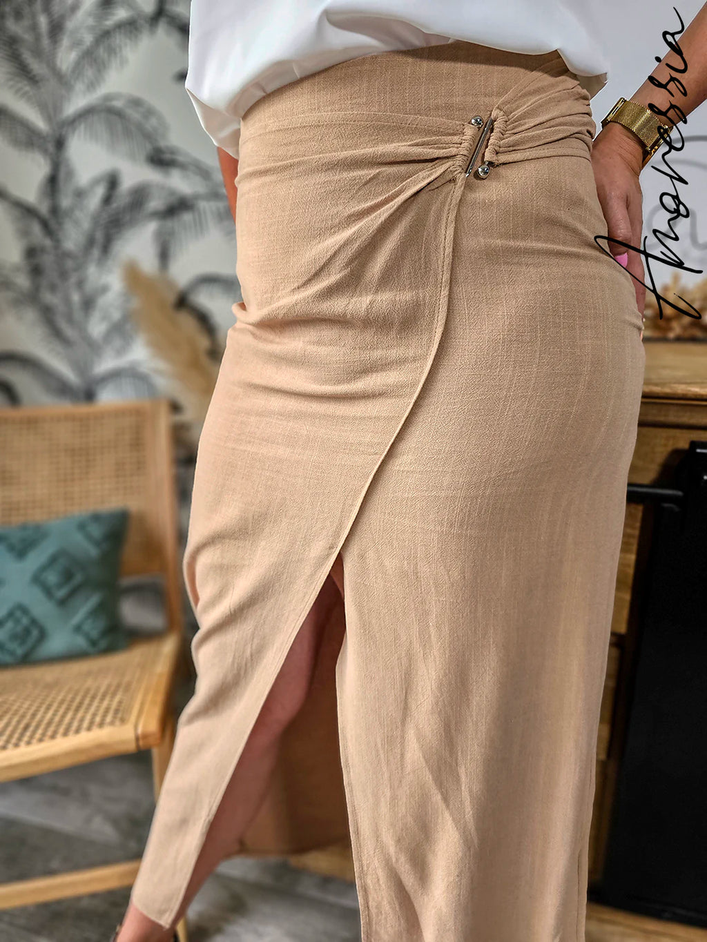 Jupe Bosa — Jupe Longue Fendue Taille Haute Femme vue détail