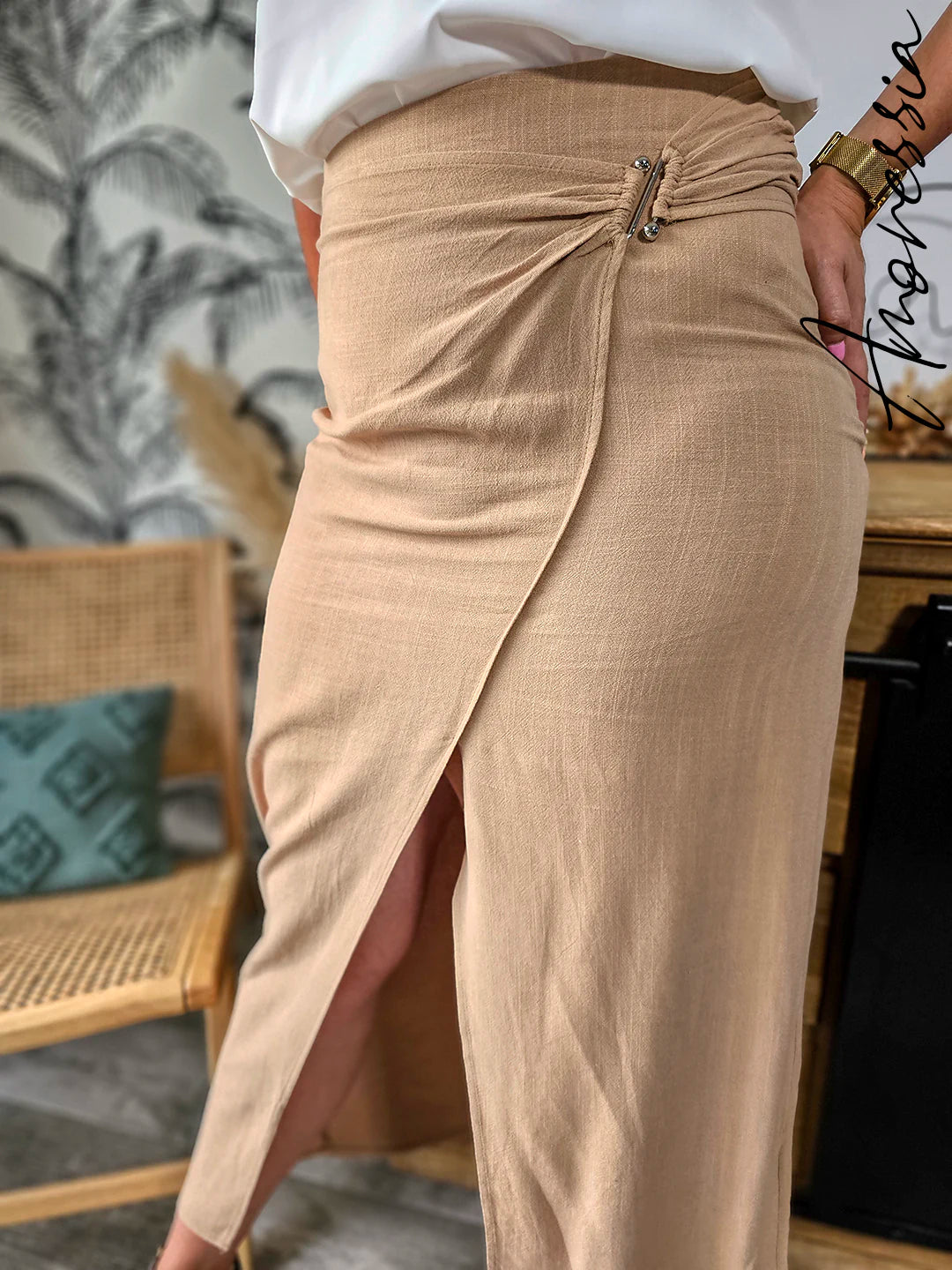 Jupe Bosa — Jupe Longue Fendue Taille Haute Femme vue détail
