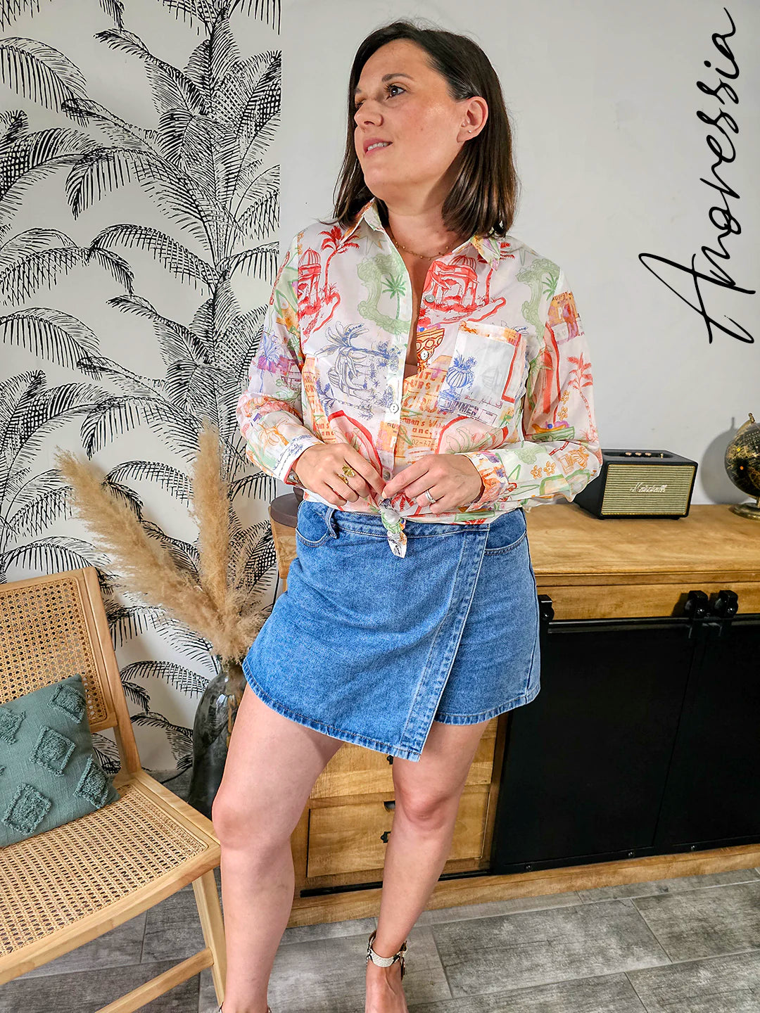 Chemise Como — Chemise Blanche Imprimé Coloré Femme vue dos