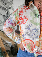 Chemise Como — Chemise Blanche Imprimé Coloré Femme vue détail
