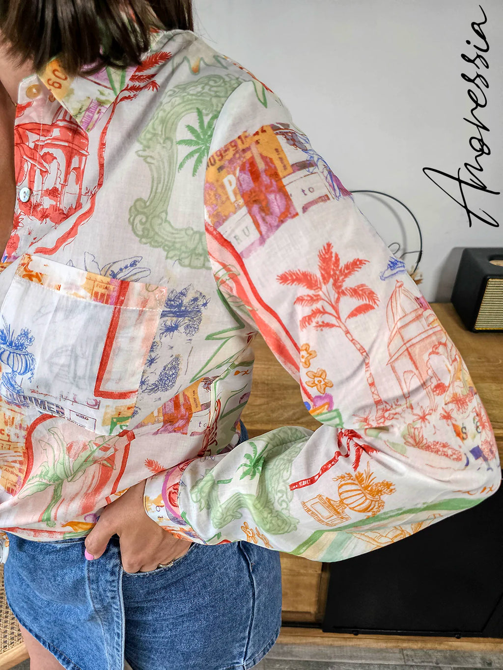Chemise Como — Chemise Blanche Imprimé Coloré Femme autre vue