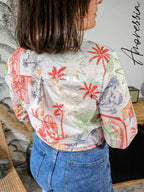 Chemise Como — Chemise Blanche Imprimé Coloré Femme photo lifestyle