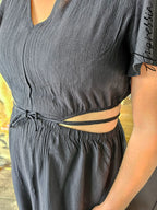 Robe Toscane — Robe Longue Noire Ouvertures Côtés Femme