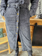 Robe Joia — Robe Longue Denim Délavée Manches Longues Femme photo lifestyle