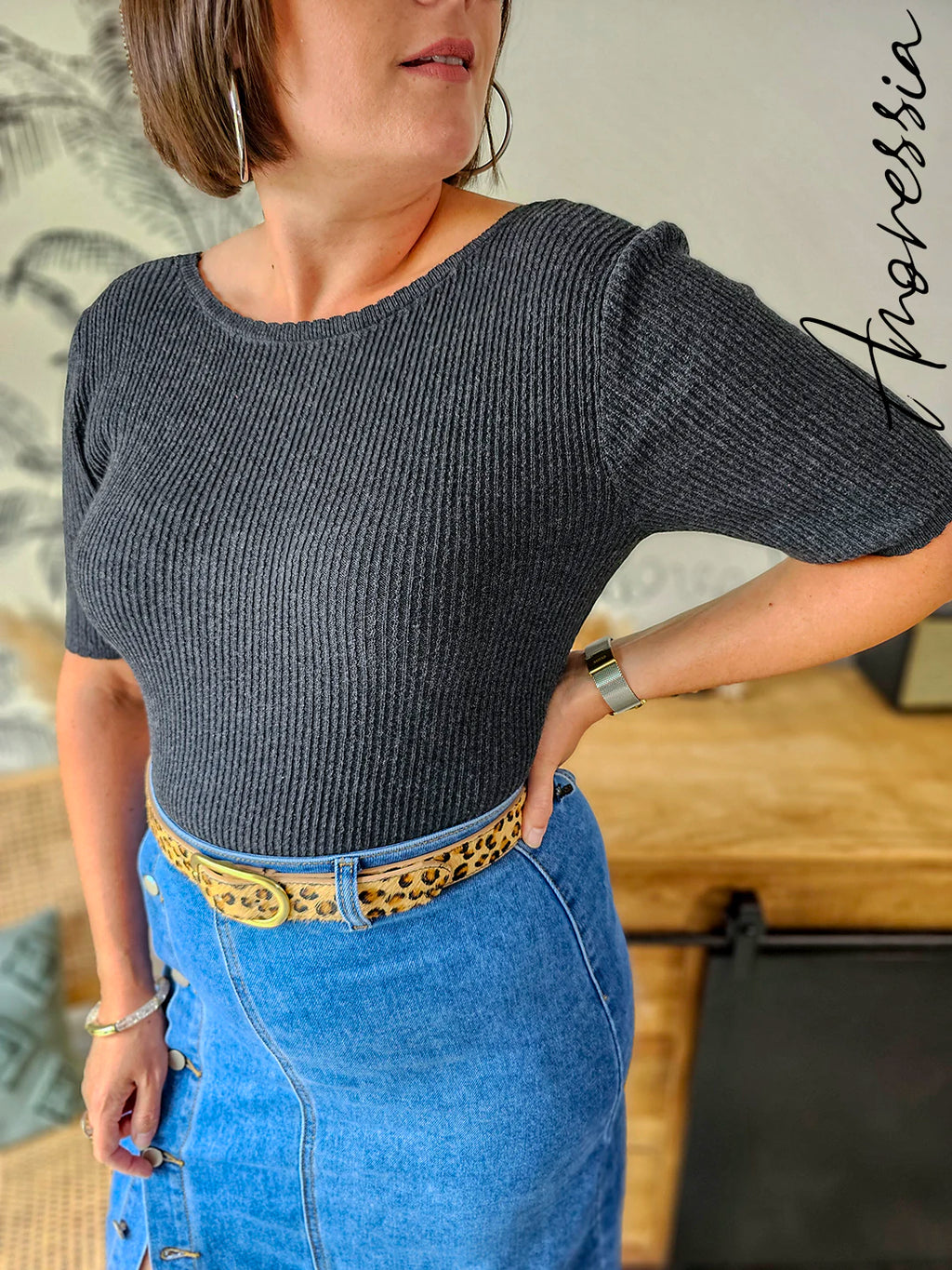 Pull Vanilla Anthracite — Pull Maille Manches Courtes Anthracite Femme