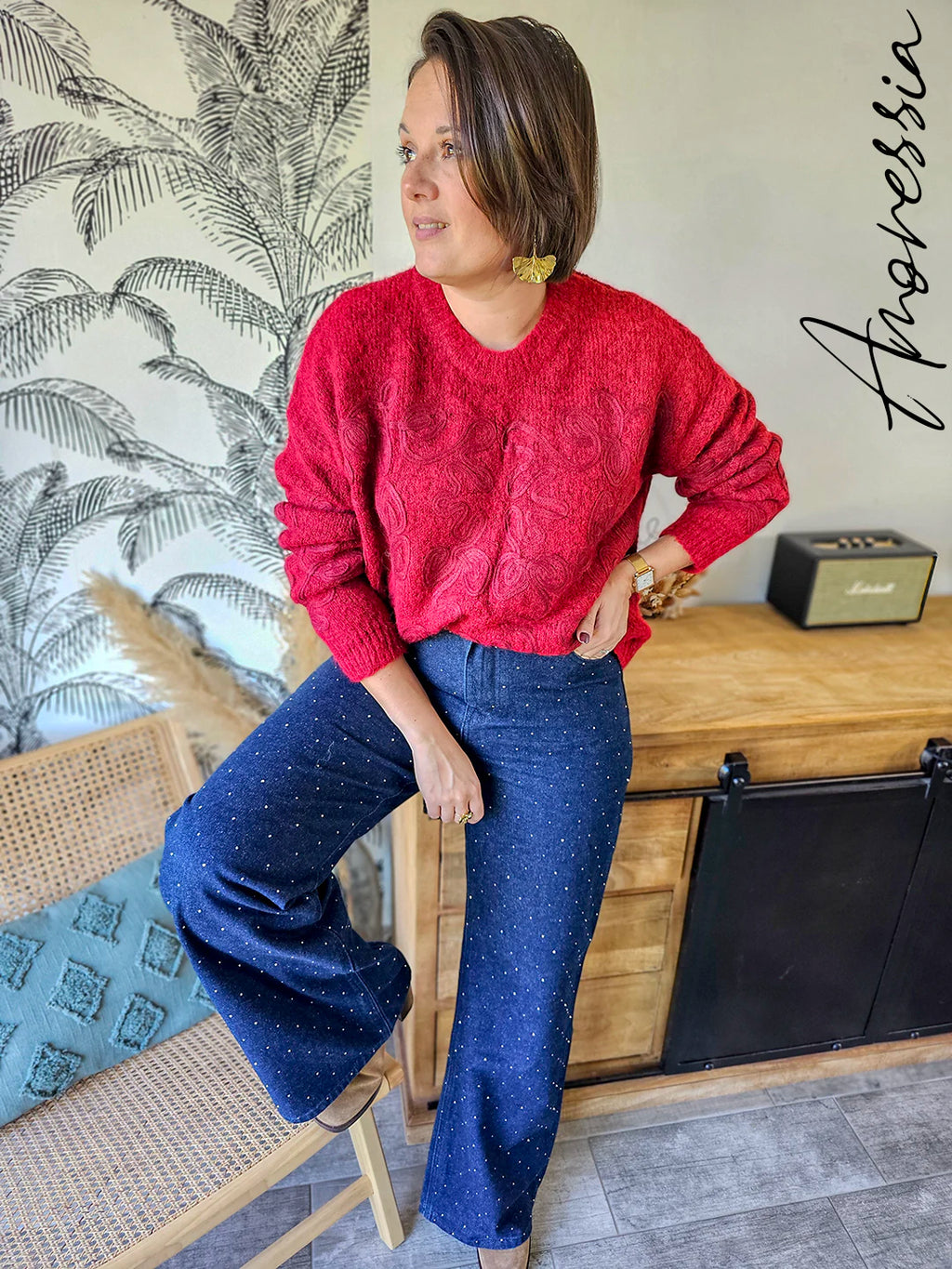 Pull Flave Bordeaux — Pull Bordeaux Manches Longues Femme zoom