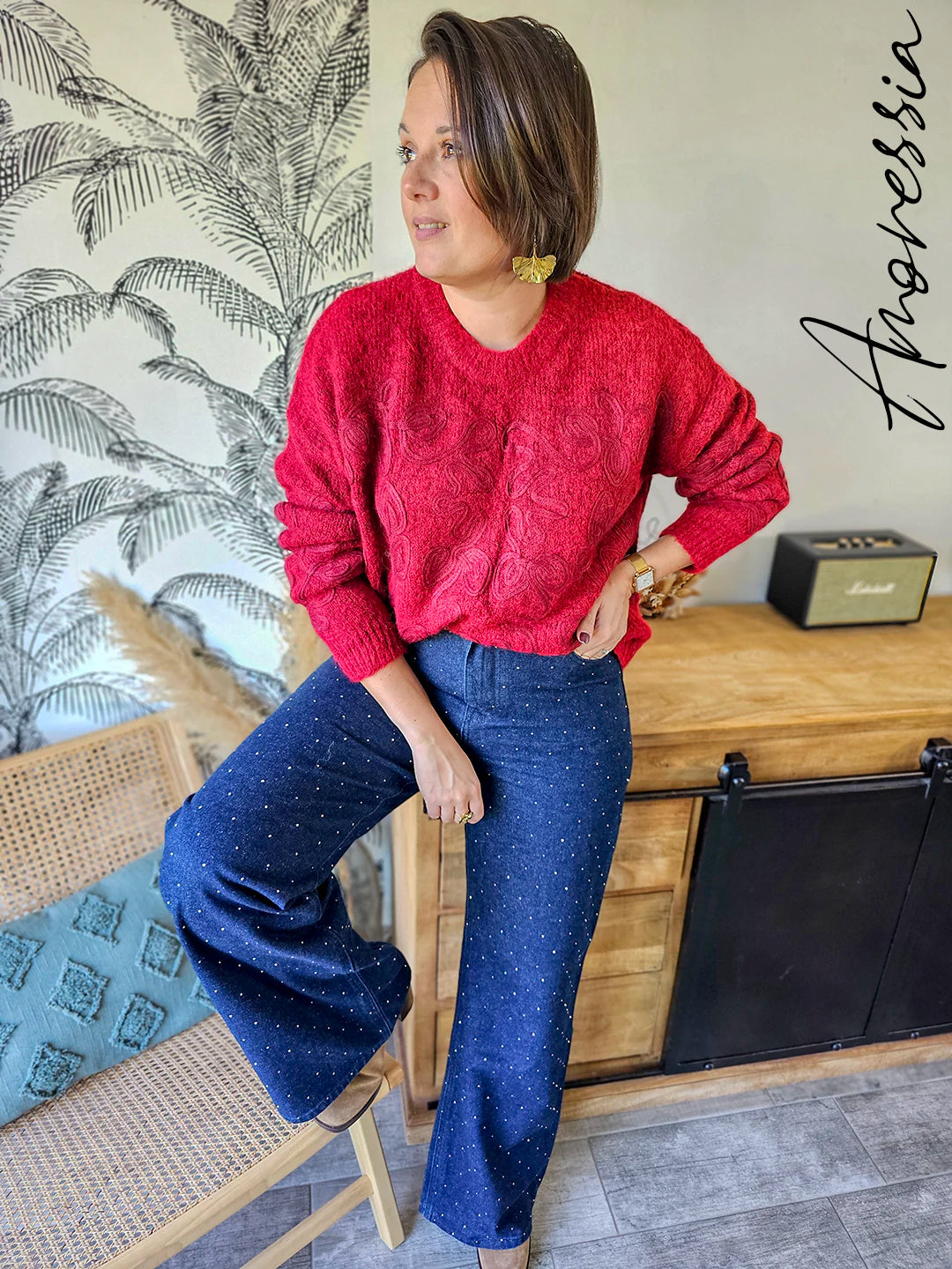Pull Flave Bordeaux — Pull Bordeaux Manches Longues Femme zoom