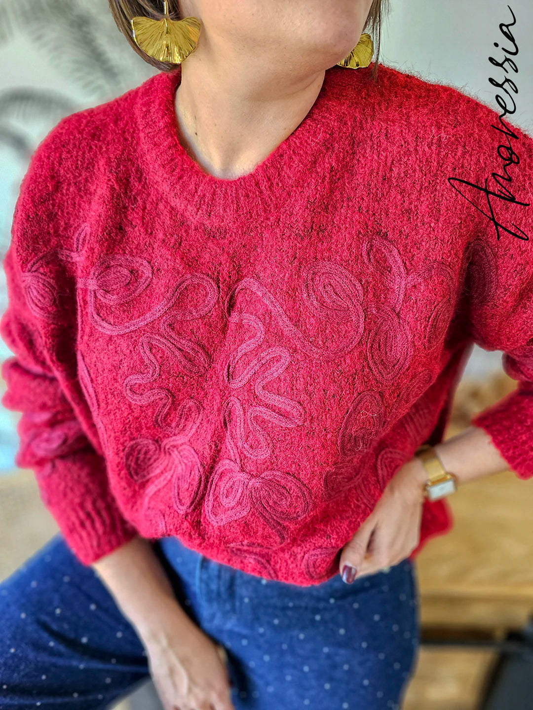 Pull Flave Bordeaux — Pull Bordeaux Manches Longues Femme