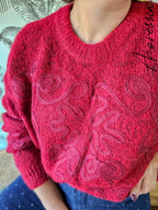 Pull Flave Bordeaux — Pull Bordeaux Manches Longues Femme photo portée