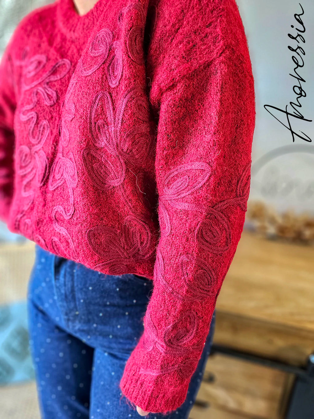 Pull Flave Bordeaux — Pull Bordeaux Manches Longues Femme autre vue