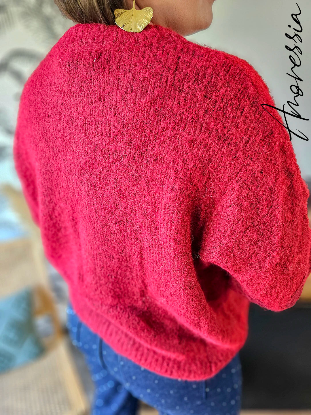 Pull Flave Bordeaux — Pull Bordeaux Manches Longues Femme vue dos