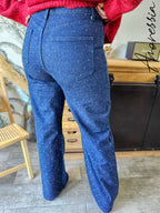 Jean Luxor — Jean Wide Leg Bleu Strass Taille Haute Femme photo lifestyle