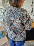 Veste Raven — Veste Matelassée Noire Imprimé Rose Femme