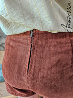 Jupe Short Cannelle — Jupe Short Velours Côtelé Camel Femme autre vue