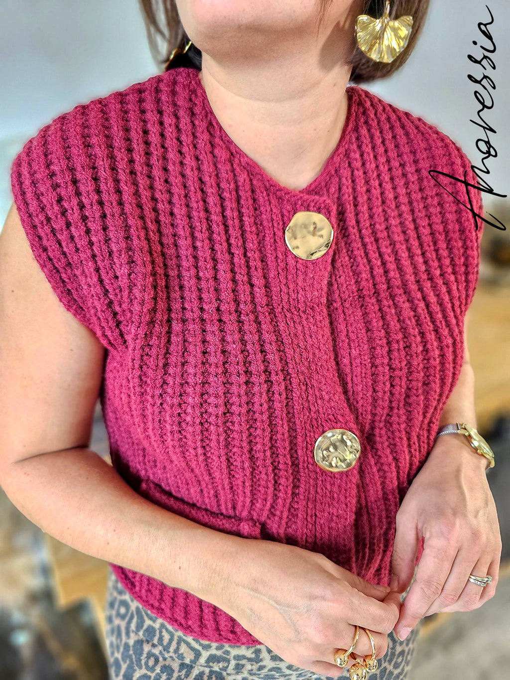Gilet Autone — Gilet Bordeaux Sans Manches Femme autre vue