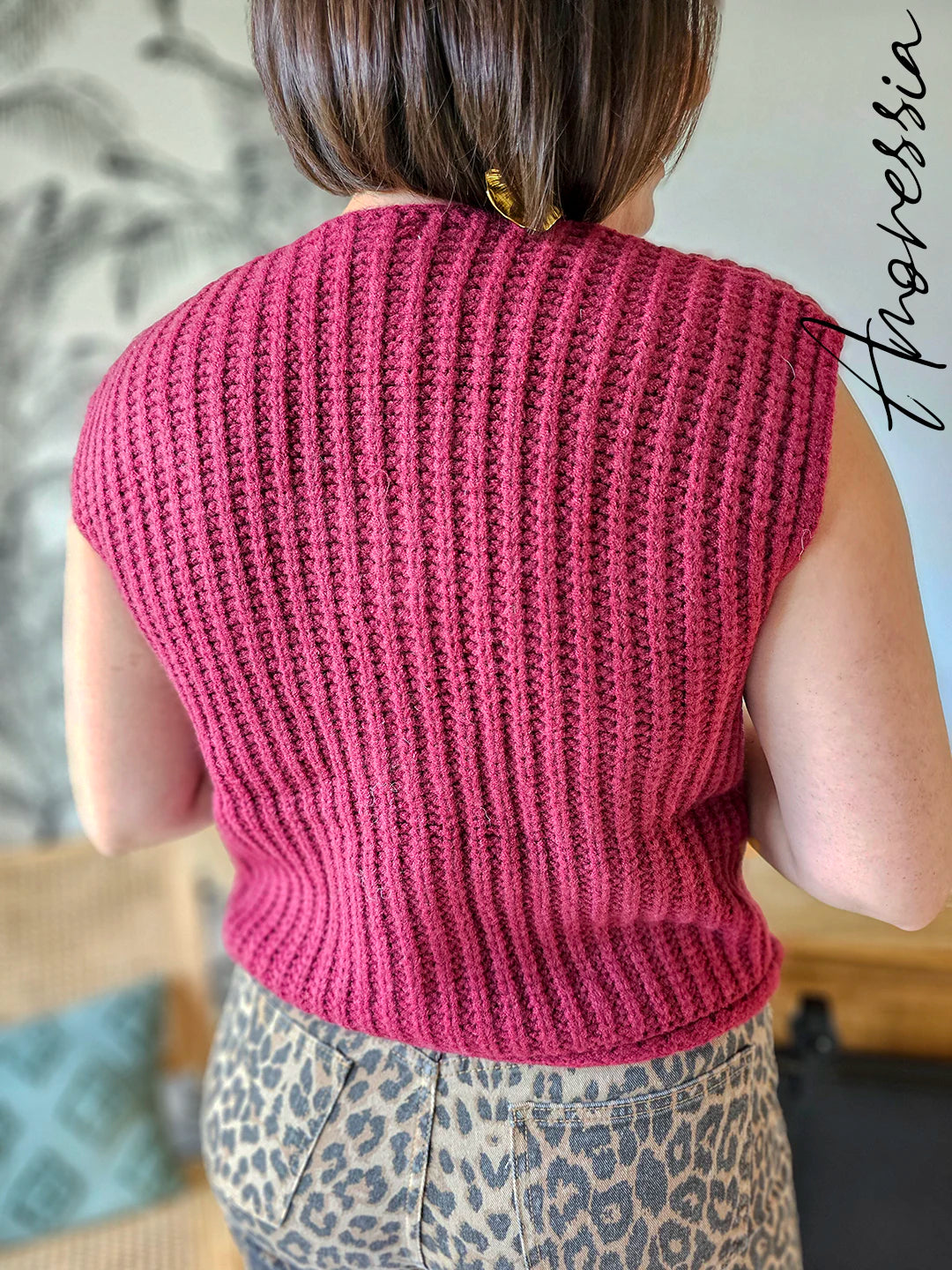 Gilet Autone — Gilet Bordeaux Sans Manches Femme zoom