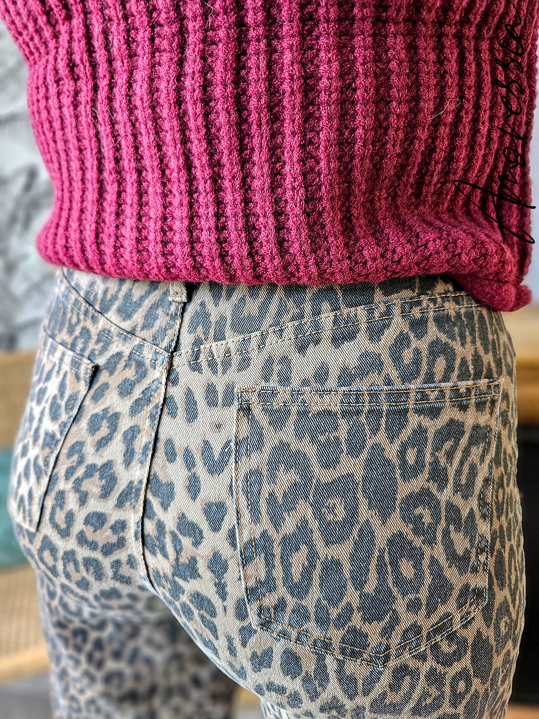 Jean Léopard — Jean Wide Leg Taille Haute Imprimé Léopard Femme autre vue