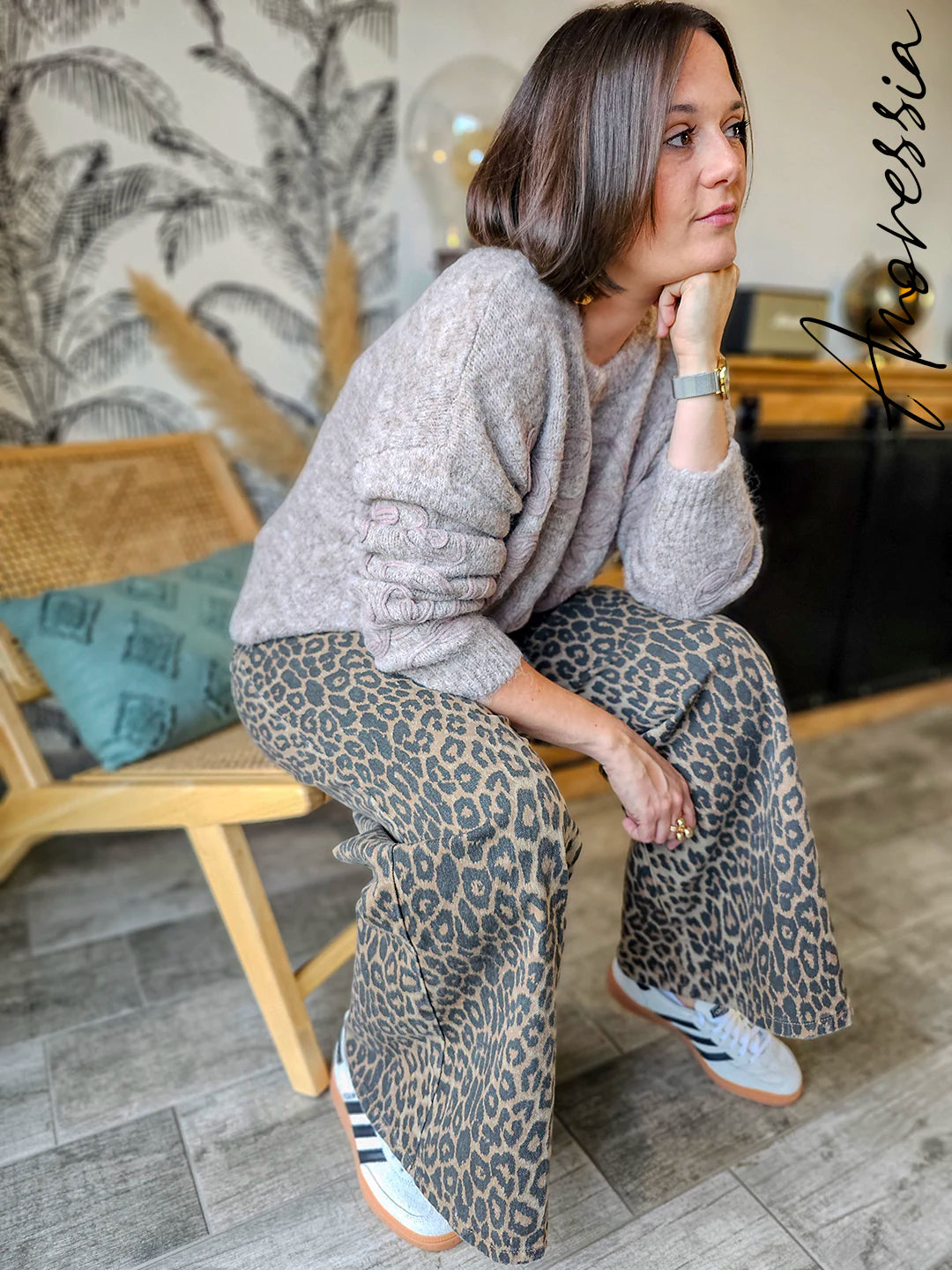 Pull Flave Taupe — Pull Taupe Manches Longues Femme zoom