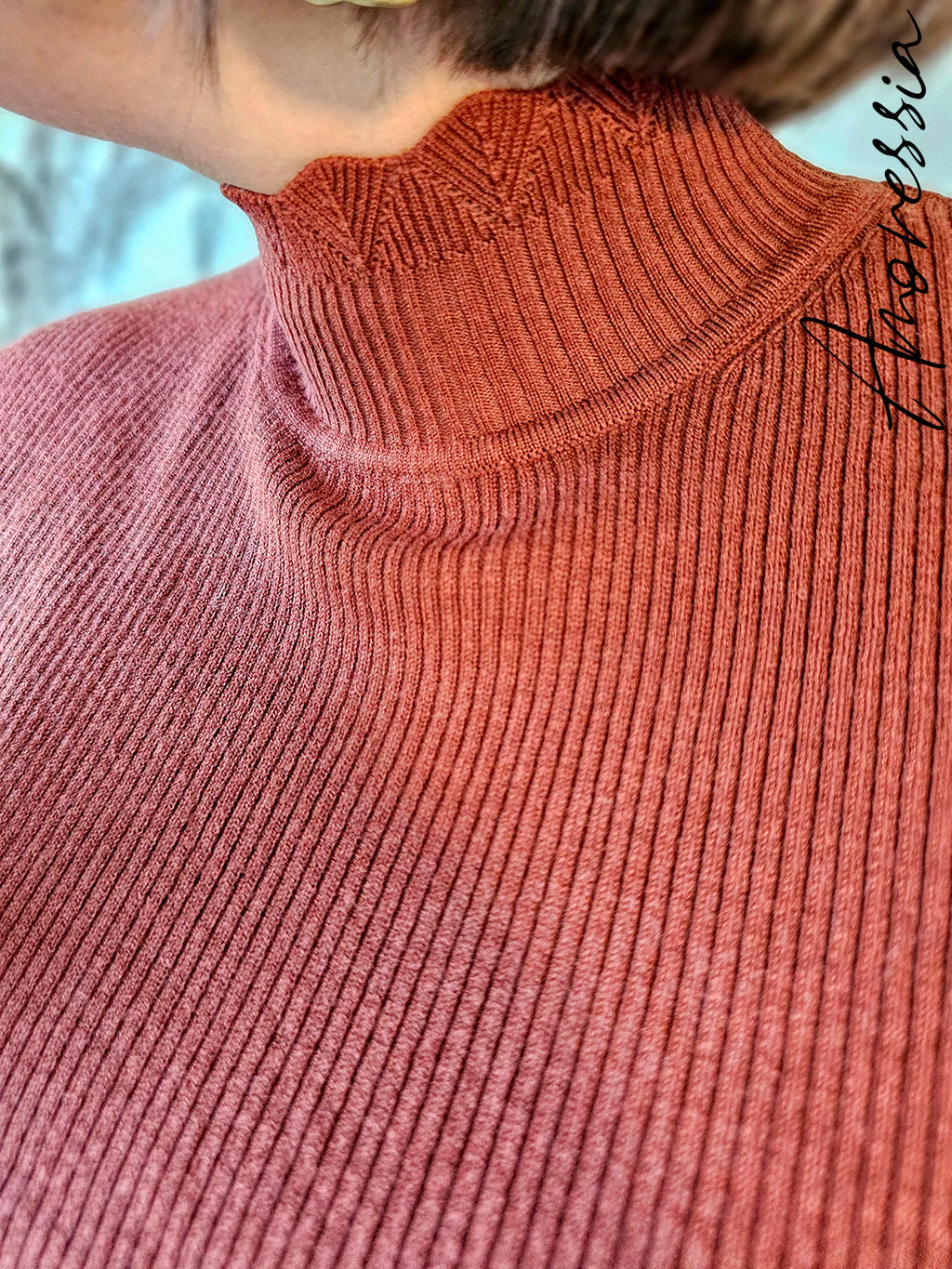 Pull Monica Rouille — Pull Léger Rouille Boutons Manches Femme vue détail