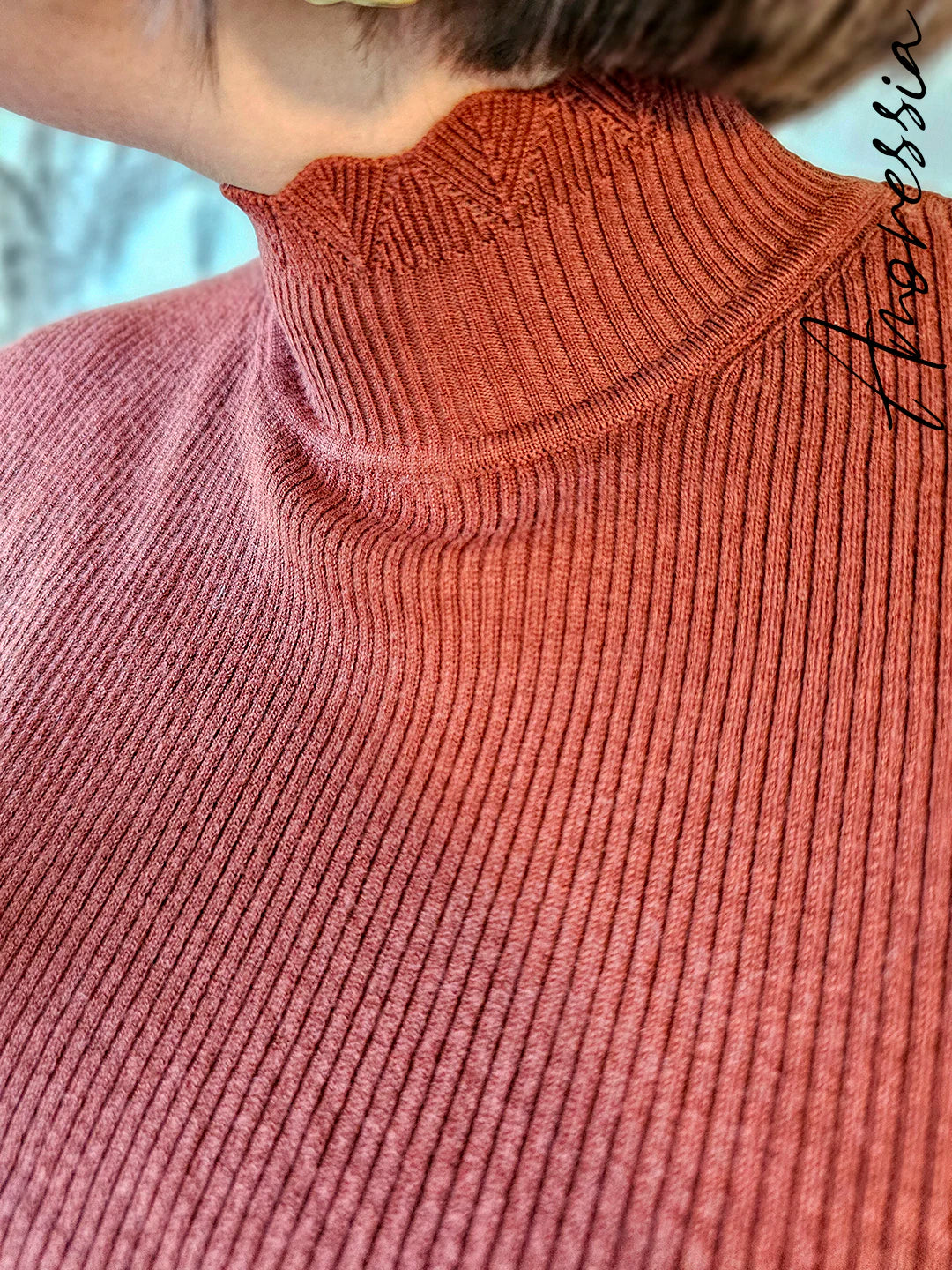 Pull Monica Rouille — Pull Léger Rouille Boutons Manches Femme vue détail