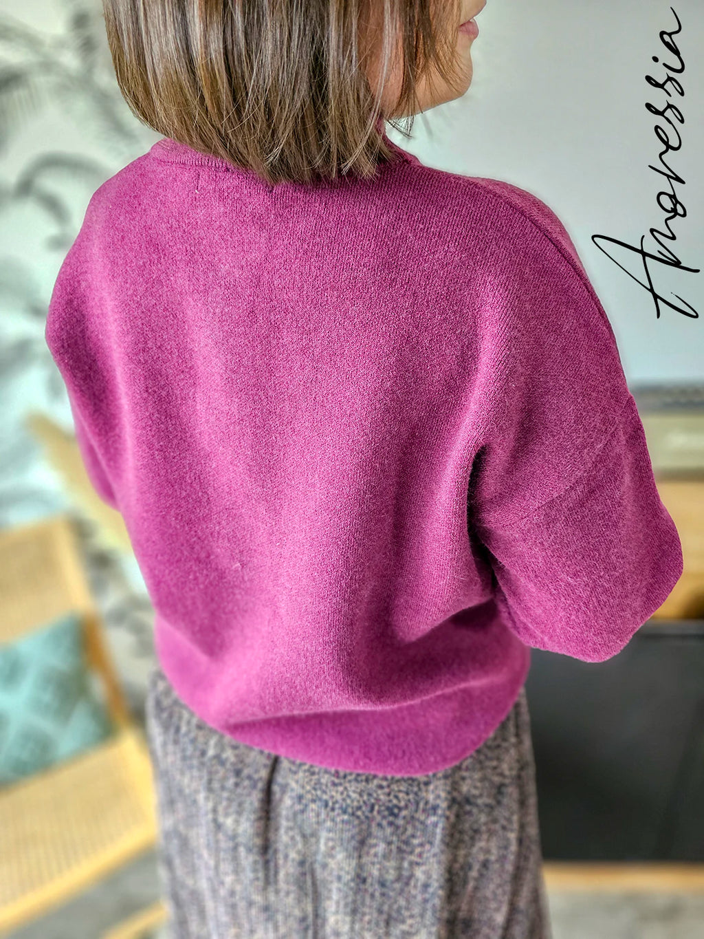 Gilet Garence — Gilet Bordeaux Boutons Dorés Femme vue détail
