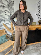 Pantalon Taupe — Pantalon Classique Taupe Coupe Élégante Femme autre vue