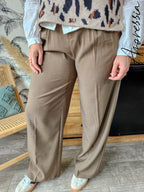 Pantalon Taupe — Pantalon Classique Taupe Coupe Élégante Femme