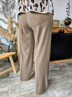 Pantalon Taupe — Pantalon Classique Taupe Coupe Élégante Femme vue détail