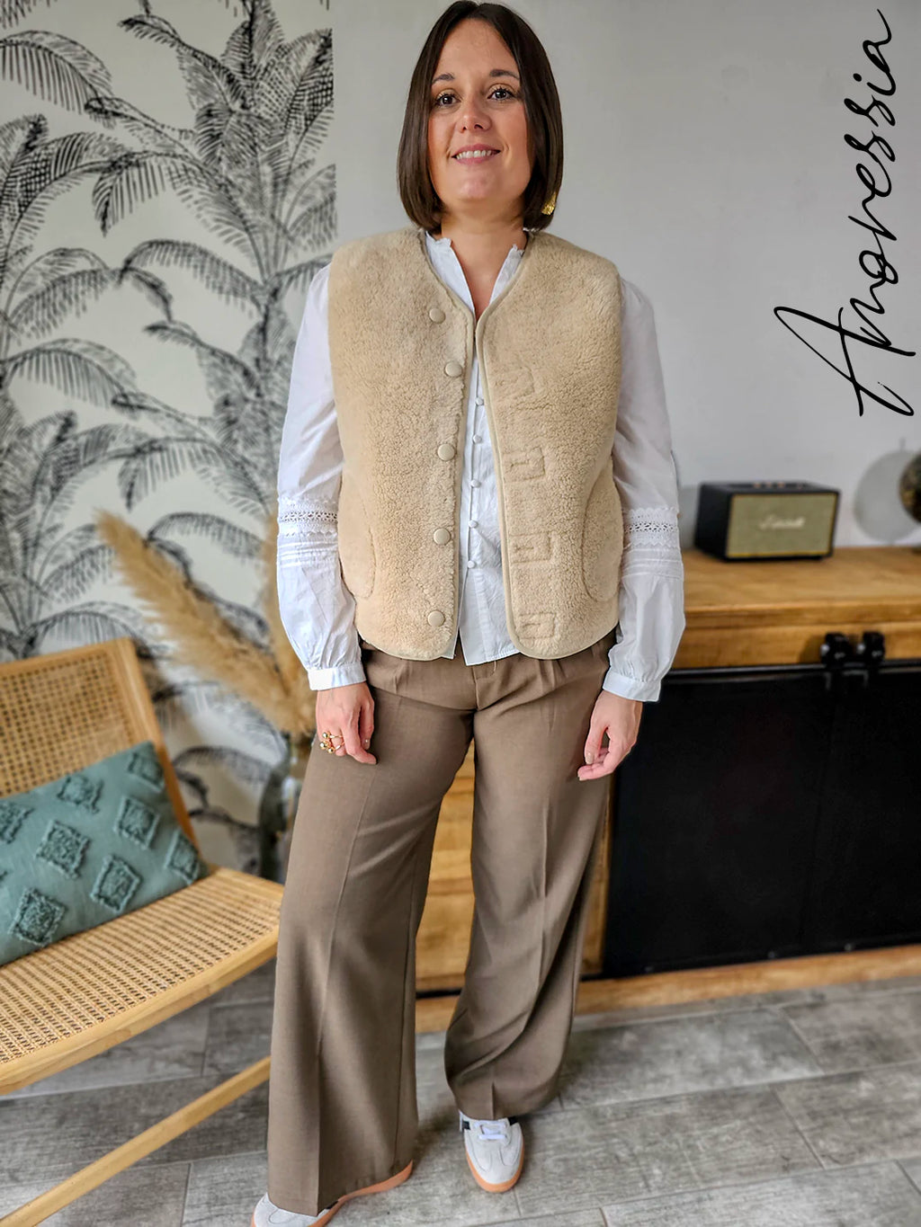Gilet Dune — Gilet Beige Sans Manches Femme vue dos