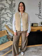 Pantalon Taupe — Pantalon Classique Taupe Coupe Élégante Femme vue dos