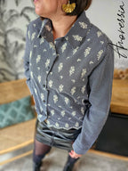 Chemise Grace — Chemise Carreaux Noir Blanc Broderie Femme photo portée