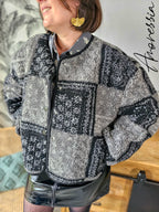 Manteau Clem — Manteau Court Noir Patchwork Femme autre vue