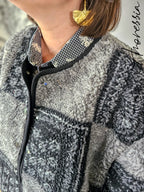 Manteau Clem — Manteau Court Noir Patchwork Femme photo lifestyle