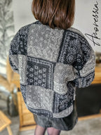 Manteau Clem — Manteau Court Noir Patchwork Femme zoom matière