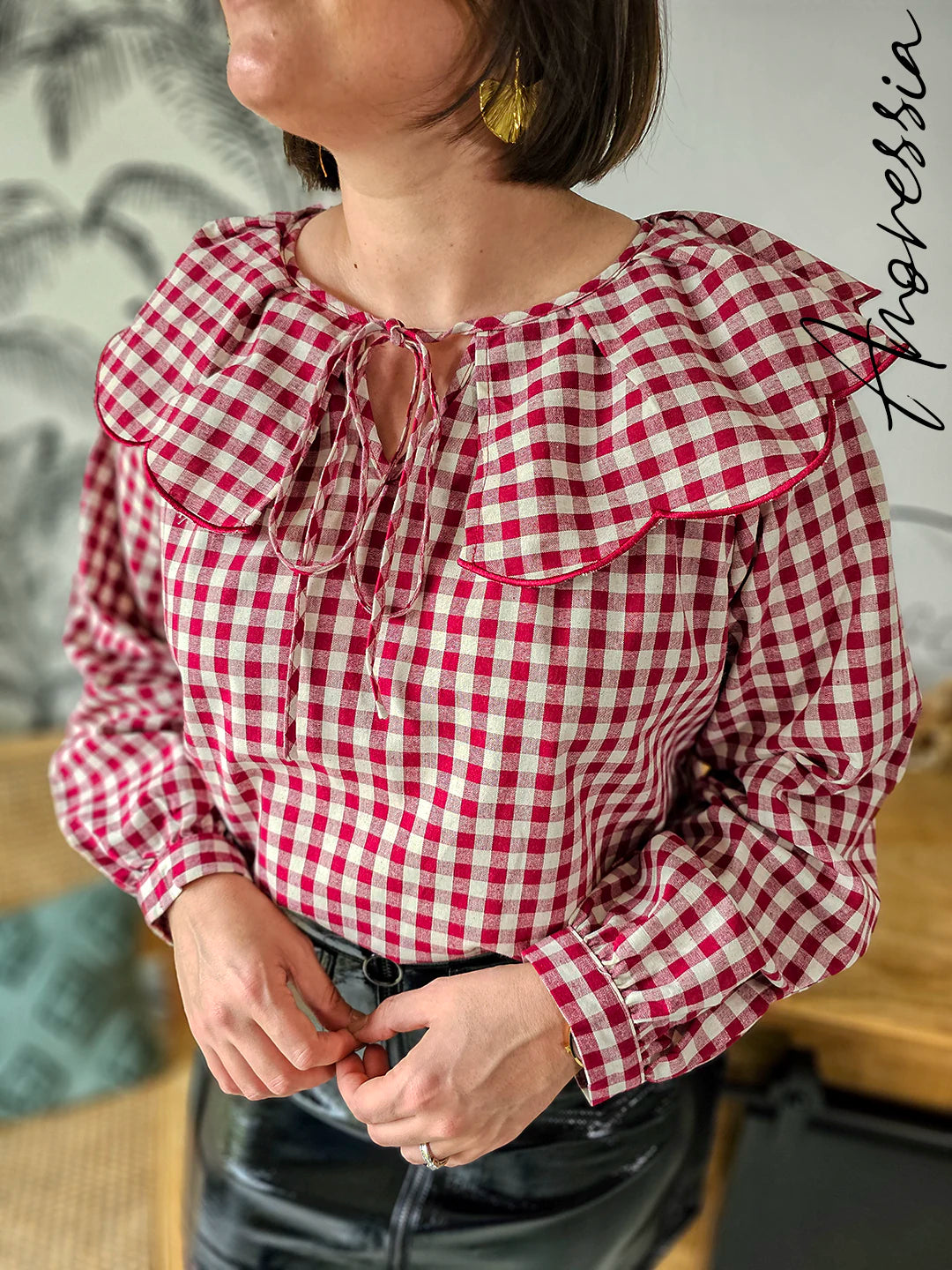 Blouse Vichy — Blouse Ample Carreaux Vichy Bordeaux Femme