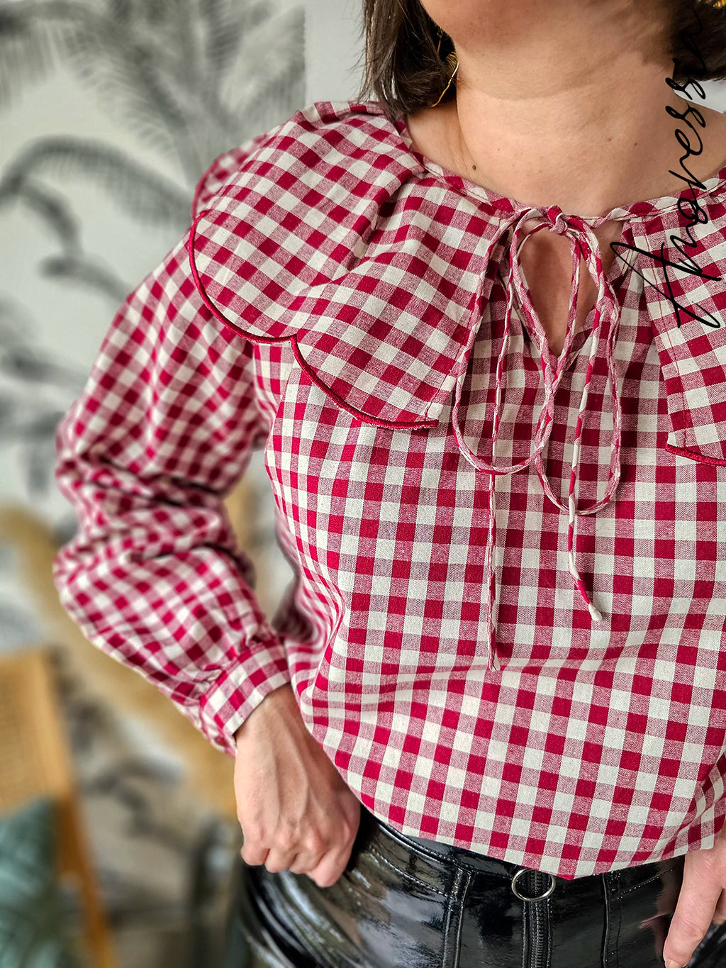 Blouse Vichy — Blouse Carreaux Vichy Femme photo portée