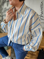 Chemise Ampia — Chemise Rayures Bleues Femme vue détail